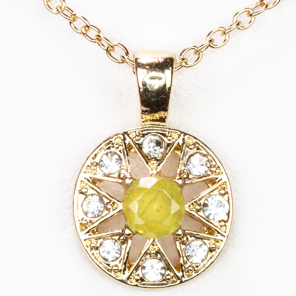 Colar de Liga de Ouro com Peridoto e Cristal Emporia® Branco ( Colar+Pendente ) 1 