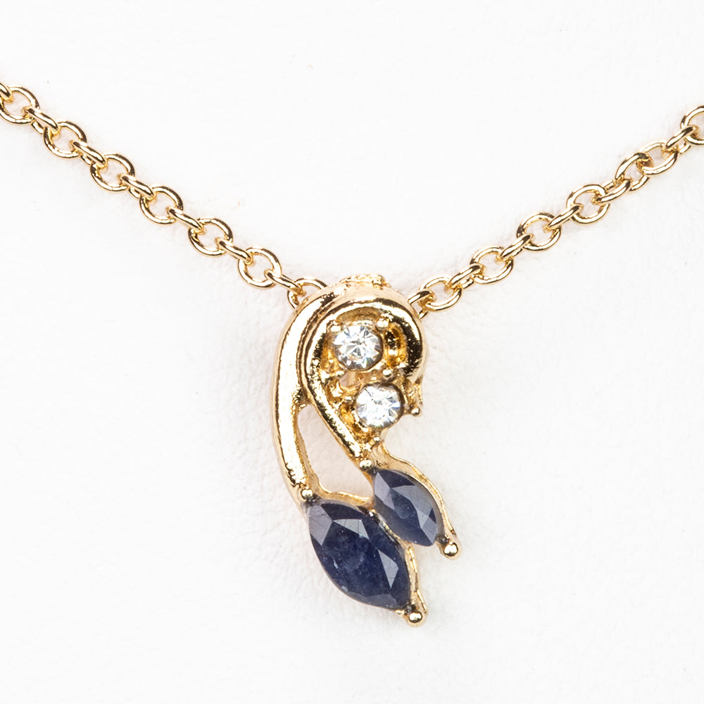 Colar de Liga de Ouro com Safira e Cristal Emporia® Branco ( Colar+Pendente )