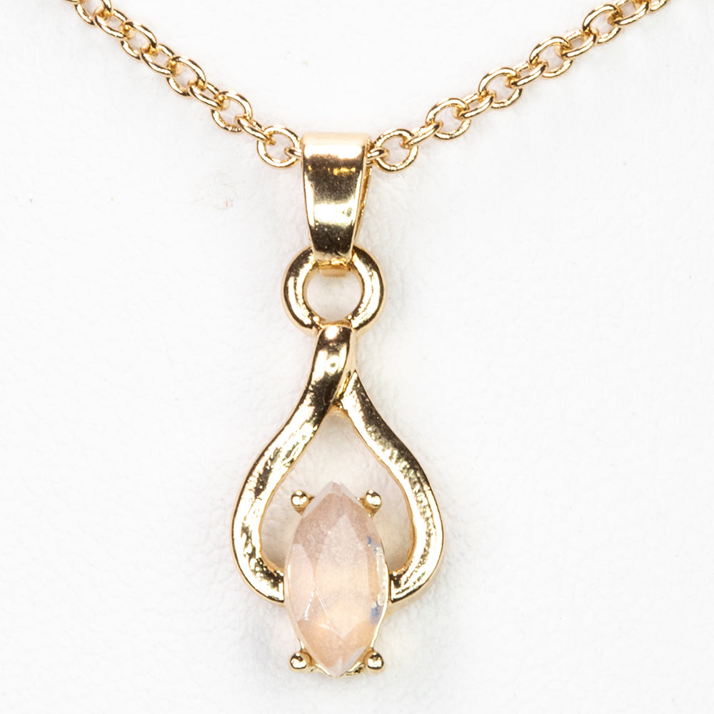 Colar de Liga de Ouro com Opala da Etiópia de Lega Dembi e Cristal Emporia® Branco ( Colar+Pendente )