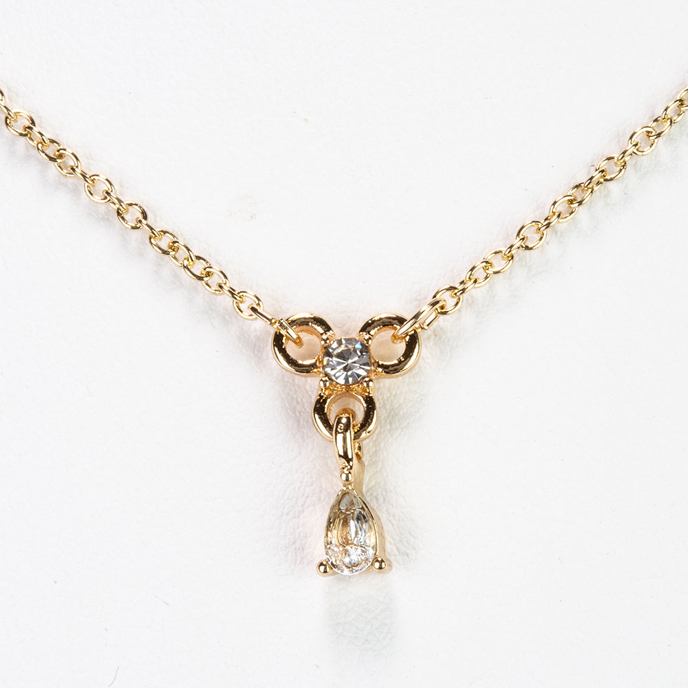 Colar de Liga de Ouro com Topázio Azul Céu e Cristal Emporia® Branco ( Colar+Pendente )