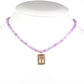 Cruz Colar Conta com Quartzo Lavanda e Cristal Emporia® Branco ( Colar+Pendente )