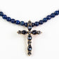 Cruz Colar de Liga de Ouro com Lápis-lazúli e Cristal Emporia® Azul ( Colar+Pendente )