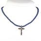 Cruz Colar de Liga de Ouro com Lápis-lazúli e Cristal Emporia® Azul ( Colar+Pendente )