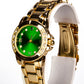 Relógio de Liga de Ouro com Esmeralda e Cristal Emporia® Branco ( Colar+Brincos+Pendente )