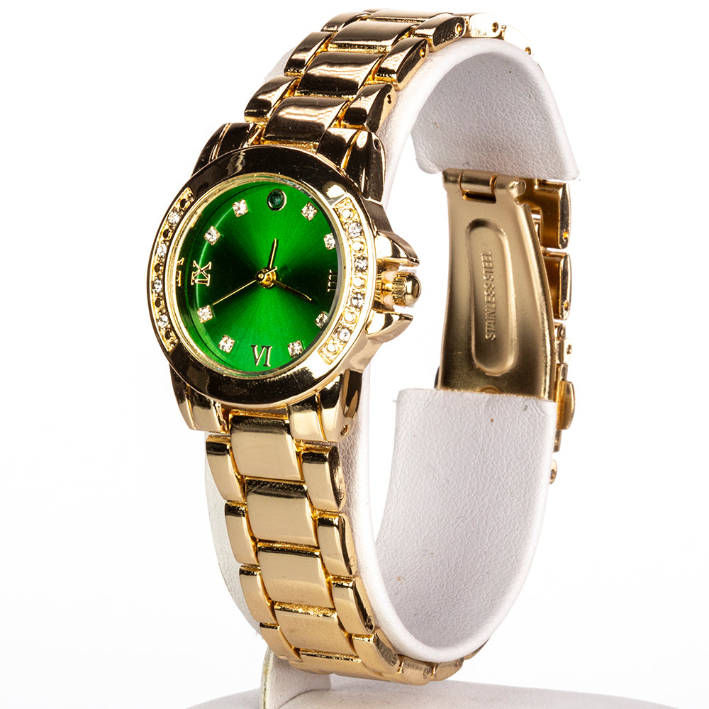 Relógio de Liga de Ouro com Esmeralda e Cristal Emporia® Branco ( Colar+Brincos+Pendente ) 3 