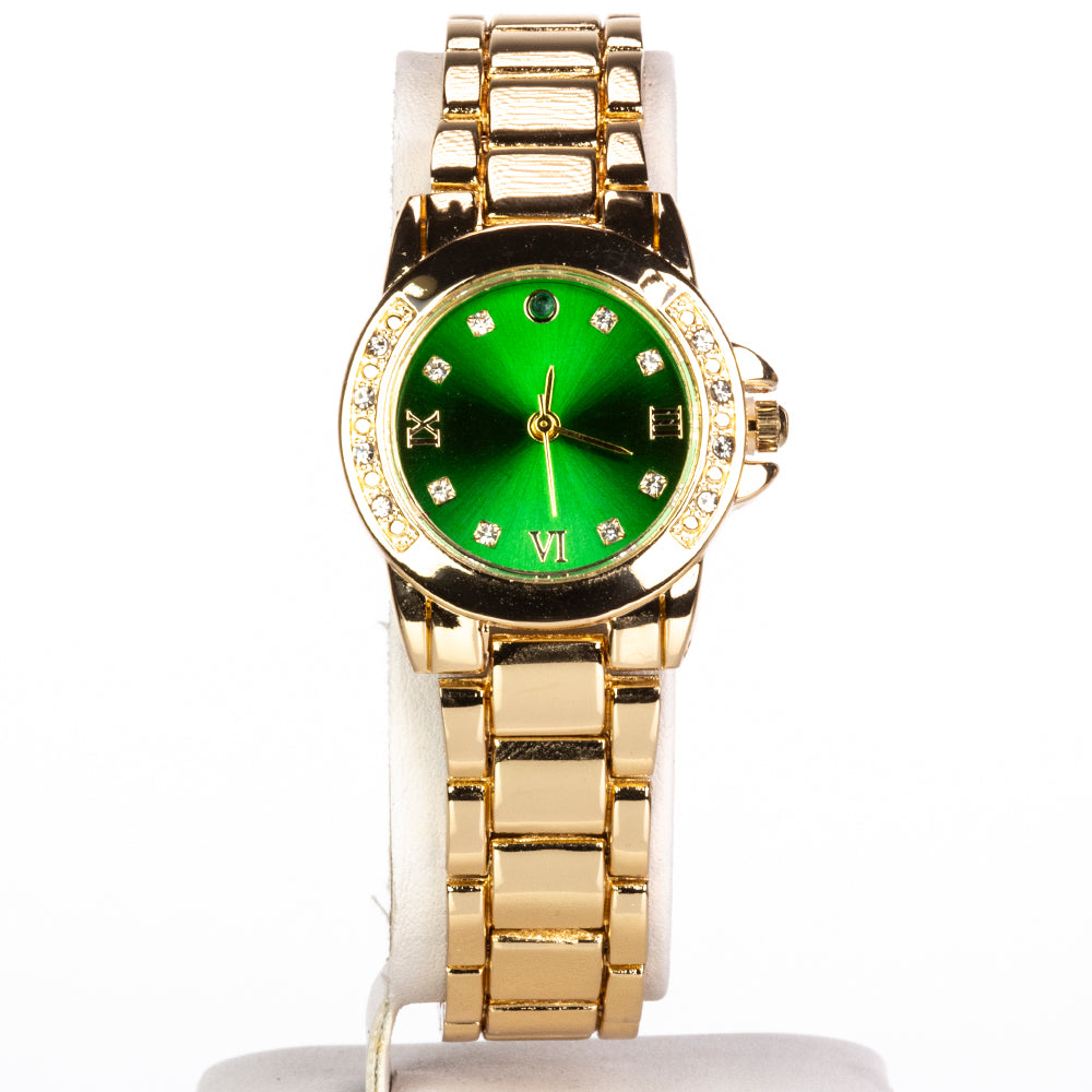 Relógio de Liga de Ouro com Esmeralda e Cristal Emporia® Branco ( Colar+Brincos+Pendente ) 4 