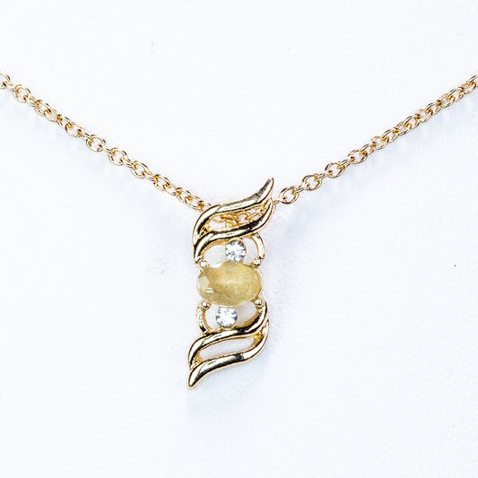 Colar de Liga de Ouro com Cristal Emporia® Branco ( Colar+Pendente )