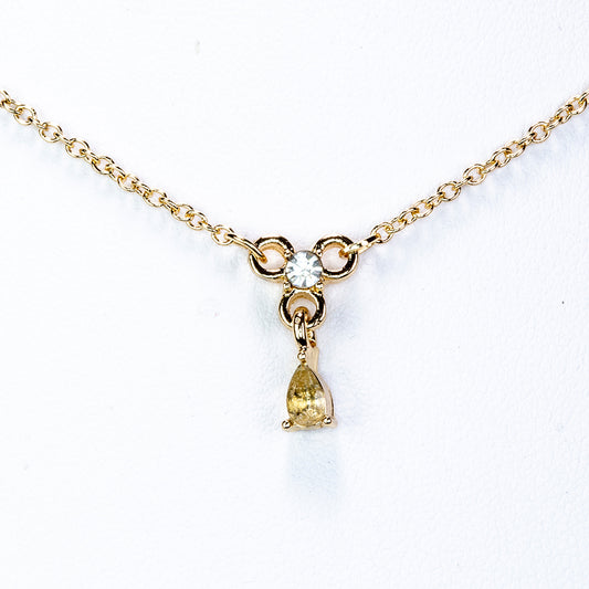 Colar de Liga de Ouro com Cristal Emporia® Branco ( Colar+Pendente )