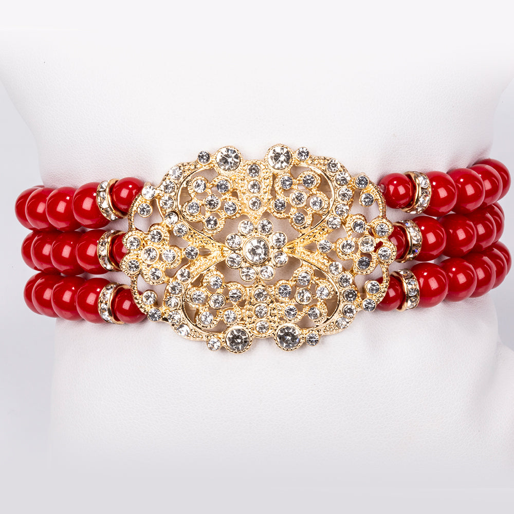 Conjunto de Liga de Ouro com Cristal Emporia® Branco ( Colar+Pulseira ) 2 