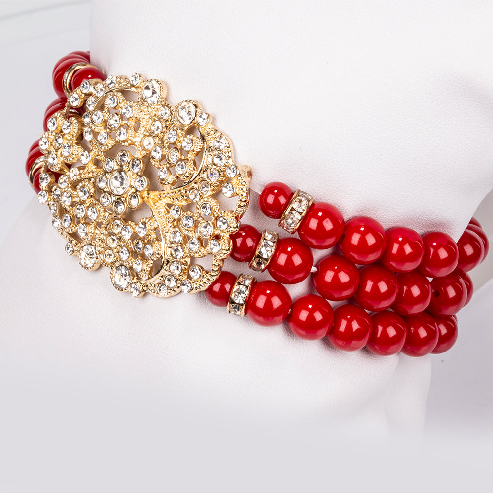 Conjunto de Liga de Ouro com Cristal Emporia® Branco ( Colar+Pulseira )