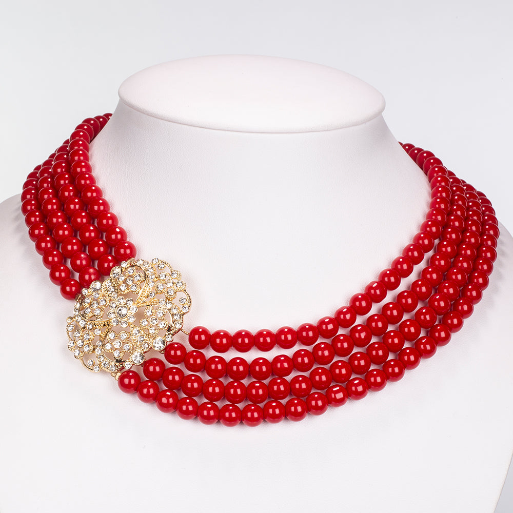 Conjunto de Liga de Ouro com Cristal Emporia® Branco ( Colar+Pulseira ) 5 