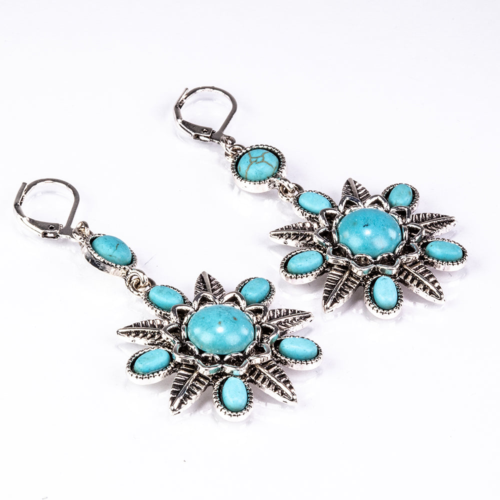 Conjunto de Liga de Ouro com Turquesa ( Colar+Brincos ) 2 