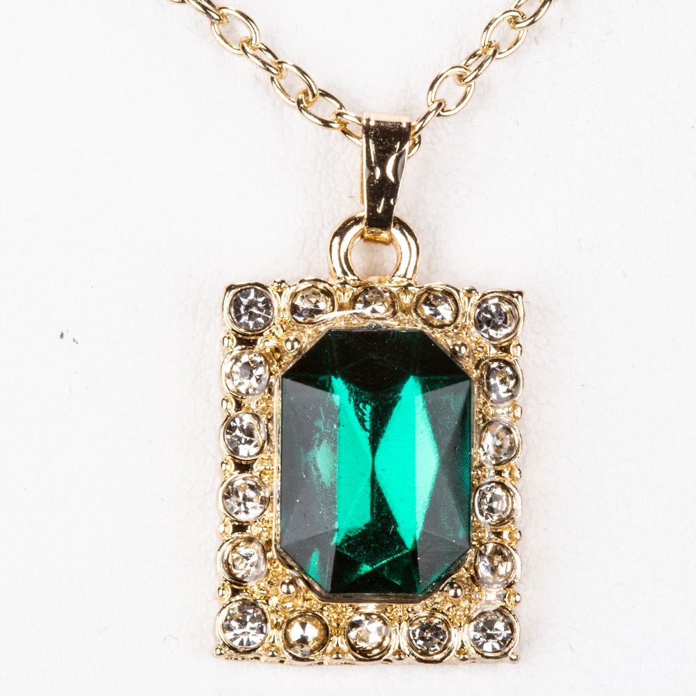 Relógio de Liga de Ouro com Cristal Emporia® Verde e Cristal Emporia® Branco ( Colar+Brincos+Pendente )