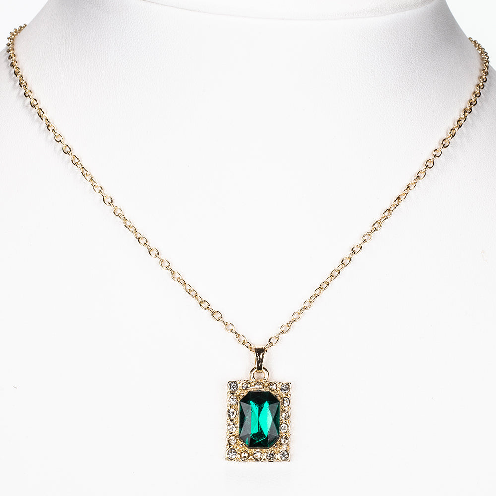 Relógio de Liga de Ouro com Cristal Emporia® Verde e Cristal Emporia® Branco ( Colar+Brincos+Pendente )