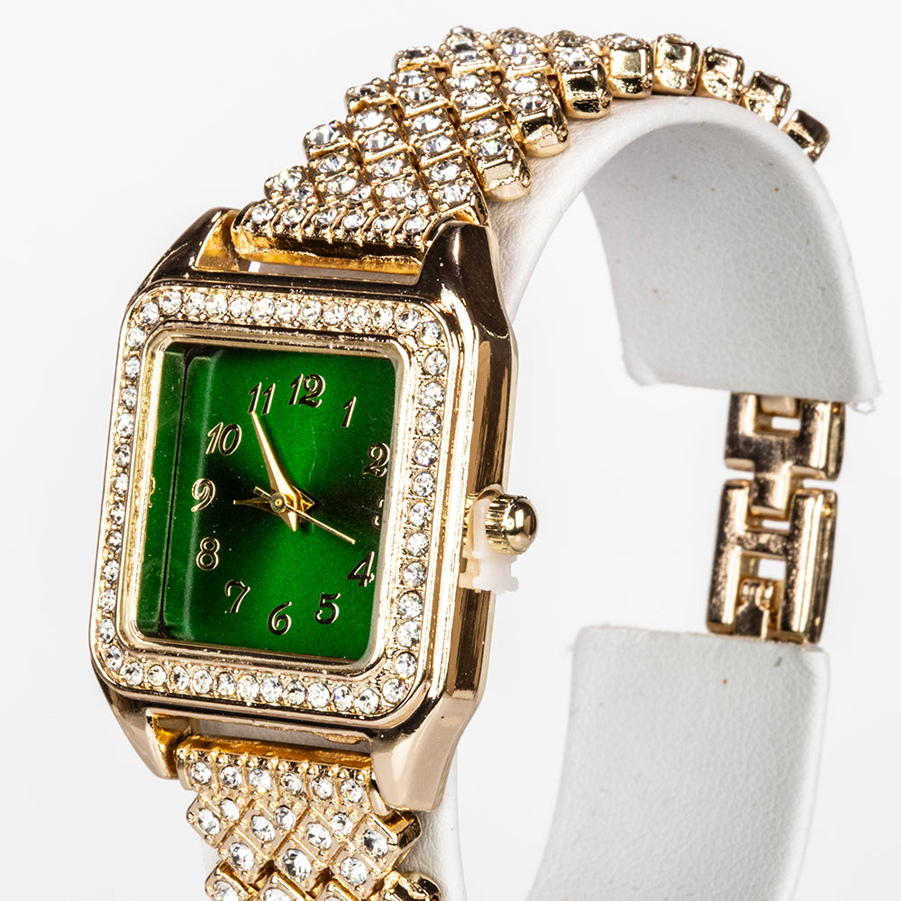 Relógio de Liga de Ouro com Cristal Emporia® Verde e Cristal Emporia® Branco ( Colar+Brincos+Pendente ) 6 