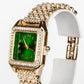 Relógio de Liga de Ouro com Cristal Emporia® Verde e Cristal Emporia® Branco ( Colar+Brincos+Pendente )