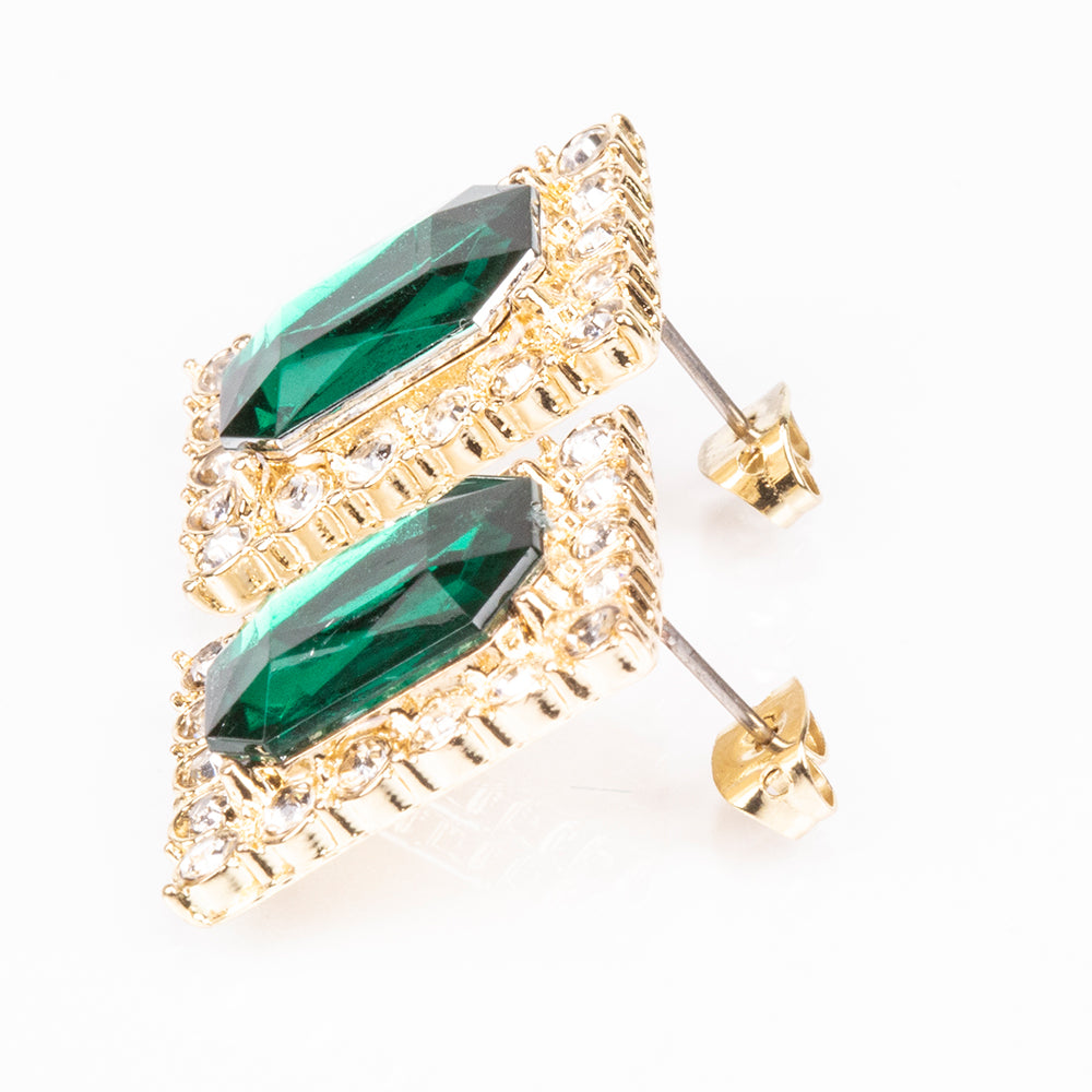 Relógio de Liga de Ouro com Cristal Emporia® Verde e Cristal Emporia® Branco ( Colar+Brincos+Pendente ) 10 