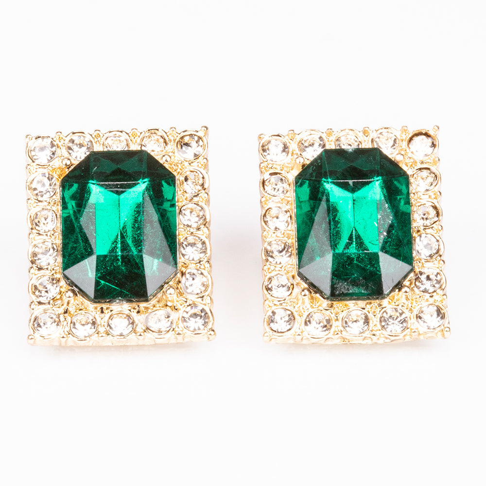 Relógio de Liga de Ouro com Cristal Emporia® Verde e Cristal Emporia® Branco ( Colar+Brincos+Pendente )