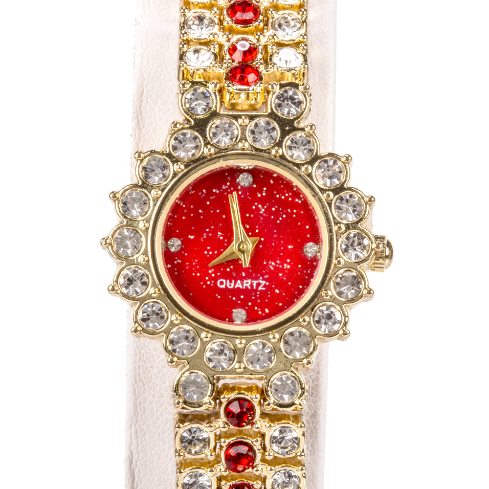 Relógio de Liga de Ouro com Cristal Emporia® Vermelho ( Pulseira )
