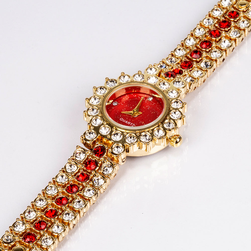 Relógio de Liga de Ouro com Cristal Emporia® Vermelho ( Pulseira ) 6 