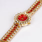 Relógio de Liga de Ouro com Cristal Emporia® Vermelho ( Pulseira )