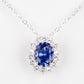 Conjunto de Liga de Ouro com Cristal Emporia® Azul e Cristal Emporia® Branco ( Colar+Anel )