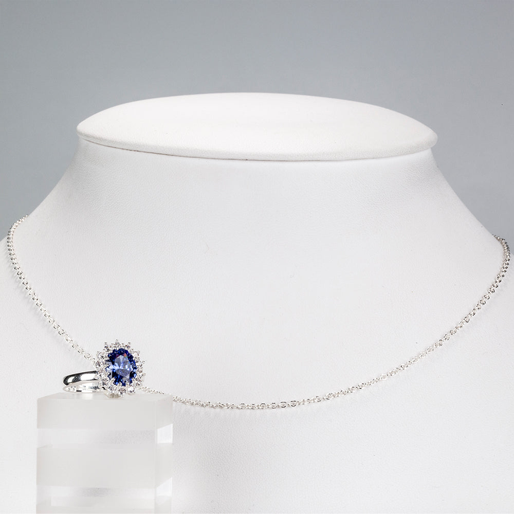 Conjunto de Liga de Ouro com Cristal Emporia® Azul e Cristal Emporia® Branco ( Colar+Anel ) 1 
