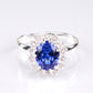 Conjunto de Liga de Ouro com Cristal Emporia® Azul e Cristal Emporia® Branco ( Colar+Anel )