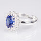 Conjunto de Liga de Ouro com Cristal Emporia® Azul e Cristal Emporia® Branco ( Colar+Anel )