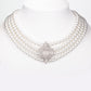 Conjunto de Liga de Ouro com Pérola de Vidro e Cristal Emporia® Branco ( Colar+Brincos )