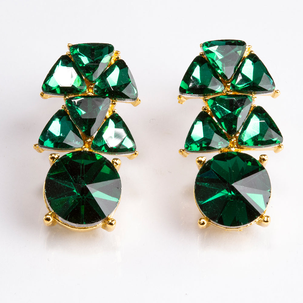 Conjunto de Liga de Ouro com Cristal Emporia® Verde ( Colar+Brincos ) 4 
