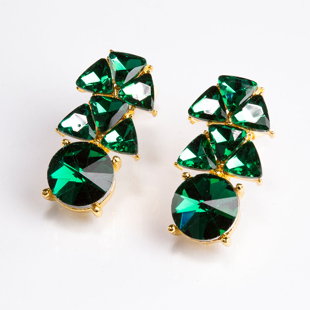 Conjunto de Liga de Ouro com Cristal Emporia® Verde ( Colar+Brincos ) 5 