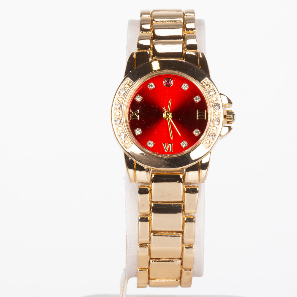 Relógio de Liga de Ouro com Rubi e Cristal Emporia® Branco ( Colar+Brincos+Pendente ) 7 