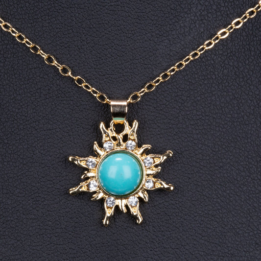 Colar de Liga de Ouro com Turquesa