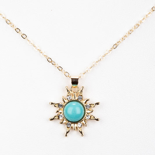 Colar de Liga de Ouro com Turquesa