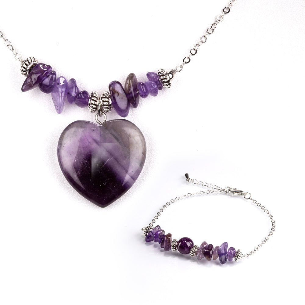 Conjunto de Liga de Ouro com Ametista ( Colar+Pulseira ) 1 