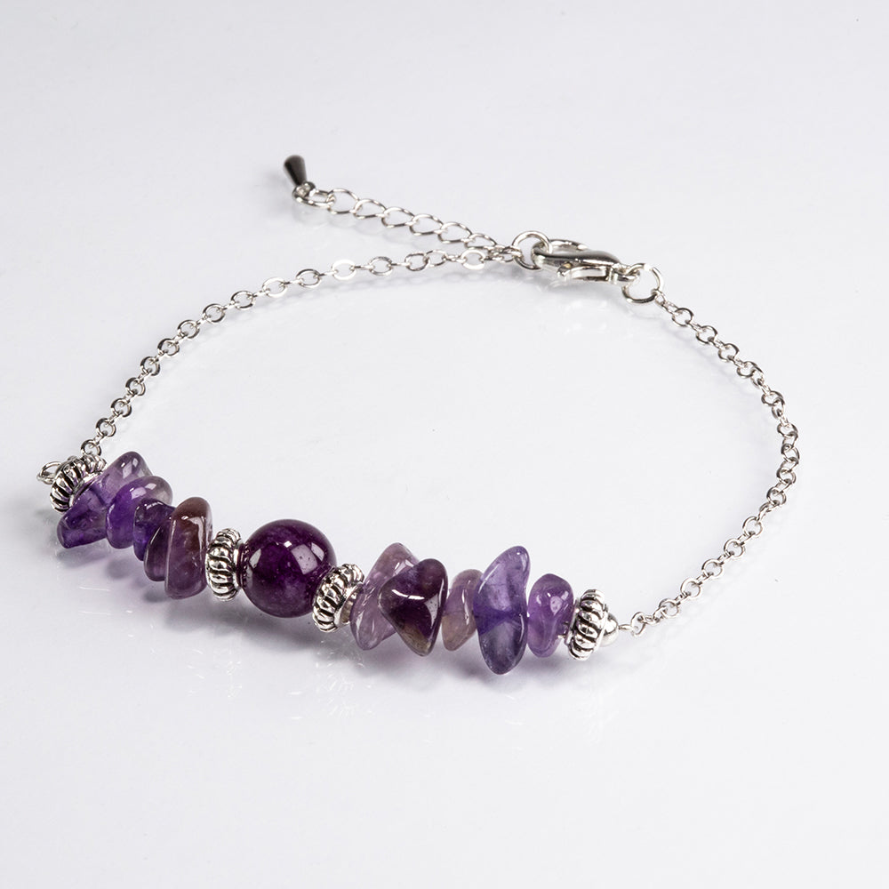 Conjunto de Liga de Ouro com Ametista ( Colar+Pulseira )