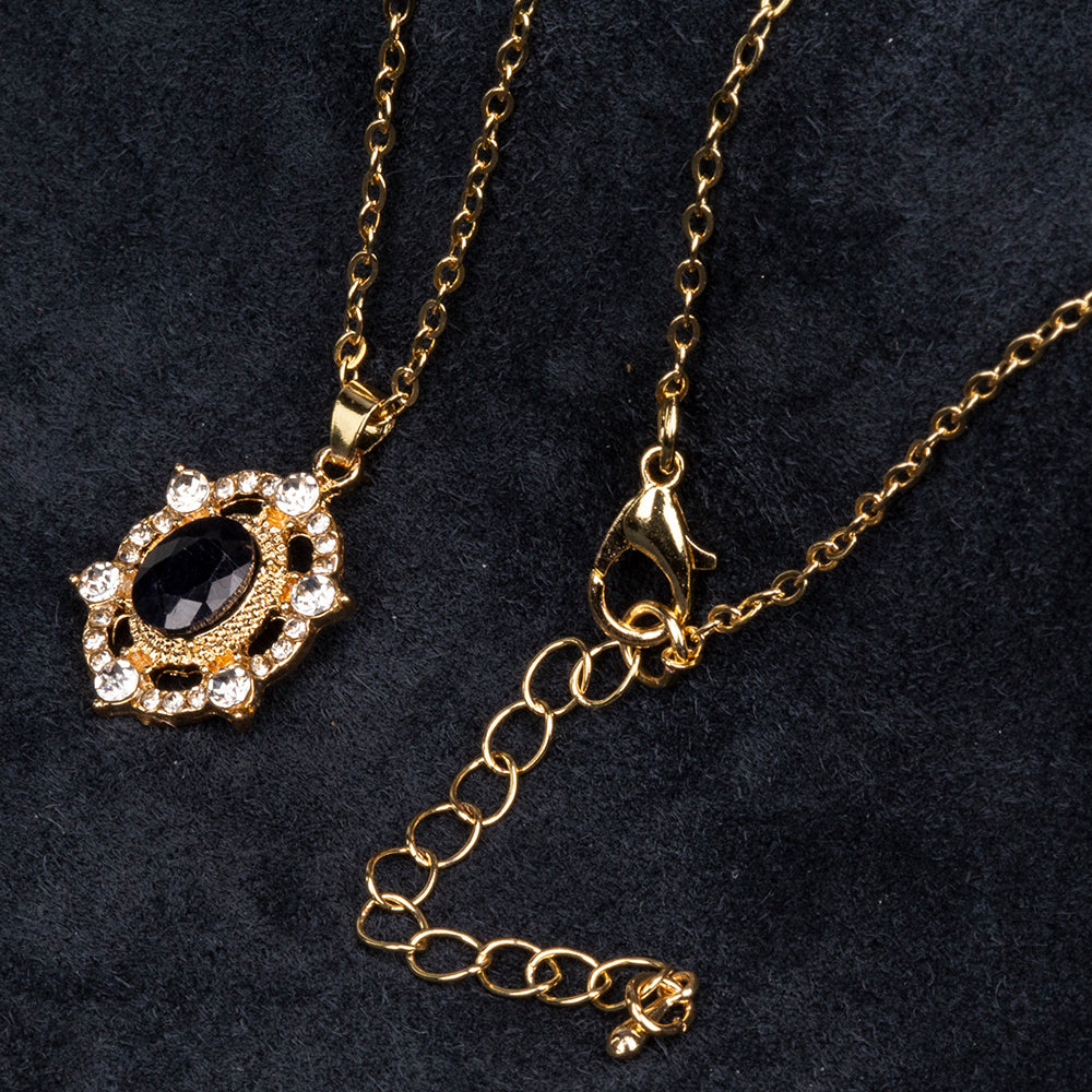Colar de Liga de Ouro com Safira e Cristal Emporia® Branco ( Colar+Pendente )