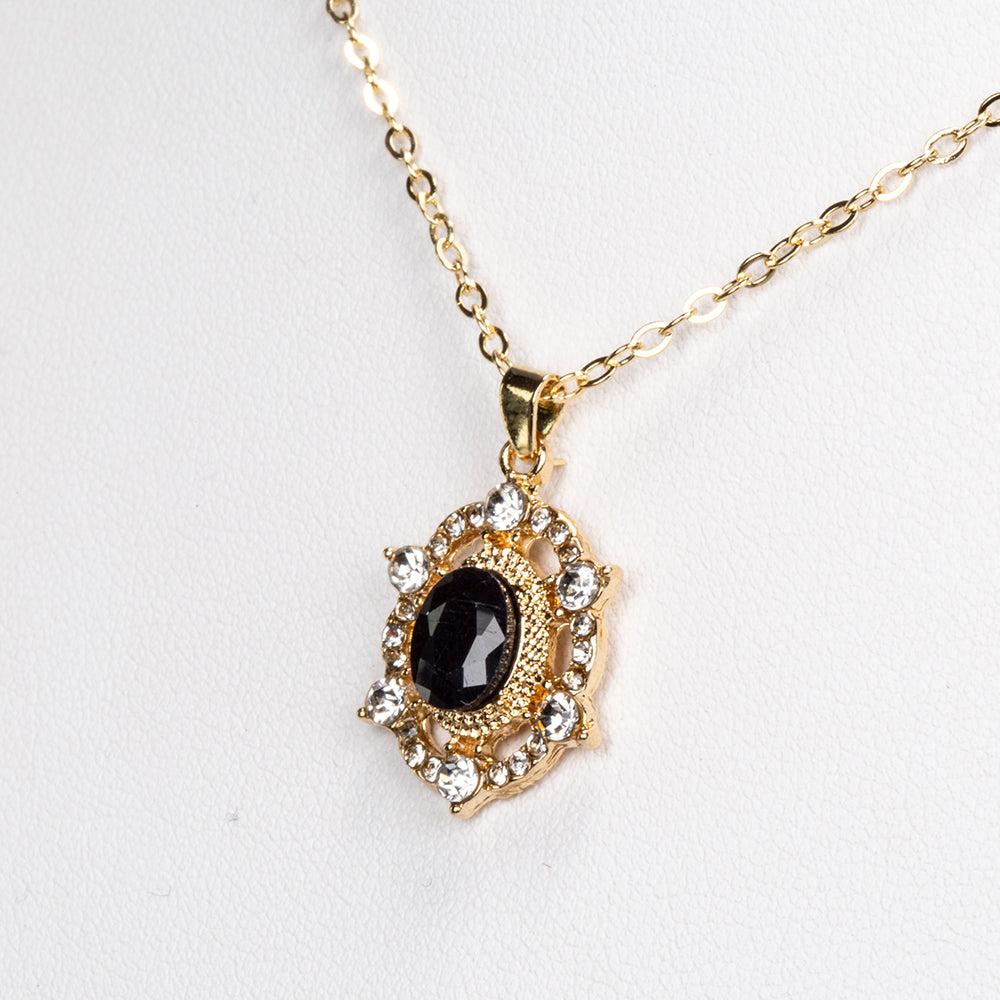 Colar de Liga de Ouro com Safira e Cristal Emporia® Branco ( Colar+Pendente )