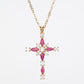 Cruz Colar de Liga de Ouro com Rubi e Cristal Emporia® Branco ( Colar+Pendente )