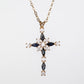Cruz Colar de Liga de Ouro com Safira e Cristal Emporia® Branco ( Colar+Pendente )