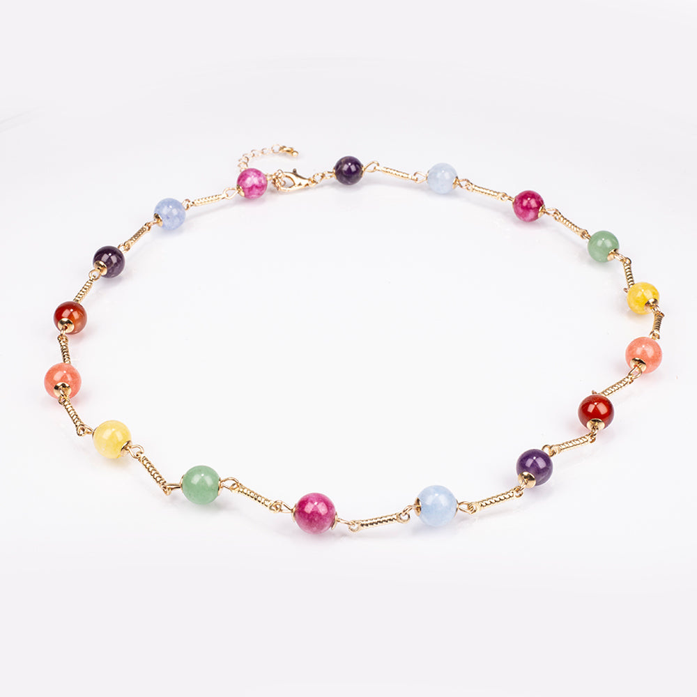 Conjunto de Liga de Ouro com Ametista e Jade ( Colar+Brincos+Pulseira ) 3 