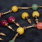 Conjunto de Liga de Ouro com Ametista e Jade ( Colar+Brincos+Pulseira )