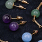 Conjunto de Liga de Ouro com Ametista e Jade ( Colar+Brincos+Pulseira )