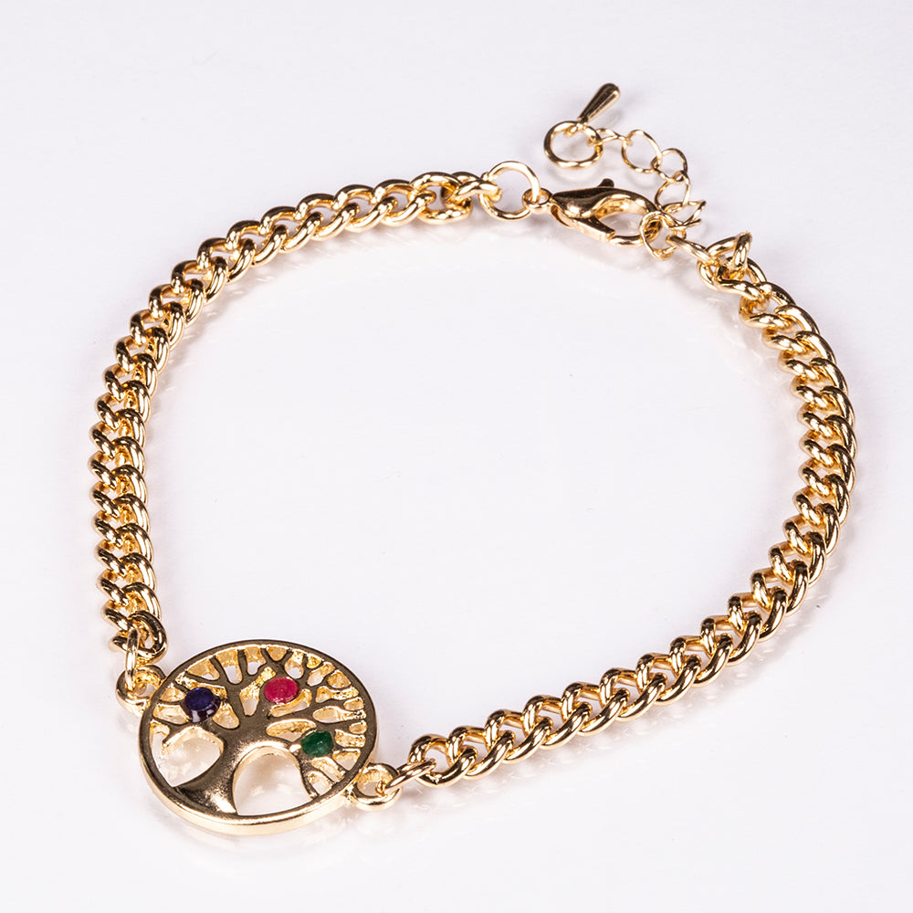 Pulseira de Liga de Ouro com Rubi e Safira