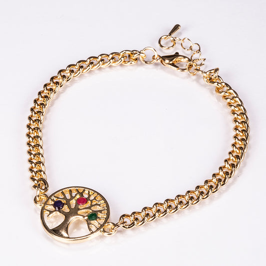 Pulseira de Liga de Ouro com Rubi e Safira