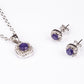 Conjunto de Liga de Ouro com Safira e Cristal Emporia® Branco ( Colar+Brincos+Pendente )