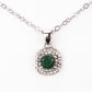Conjunto de Liga de Ouro com Esmeralda e Cristal Emporia® Branco ( Colar+Brincos+Pendente )