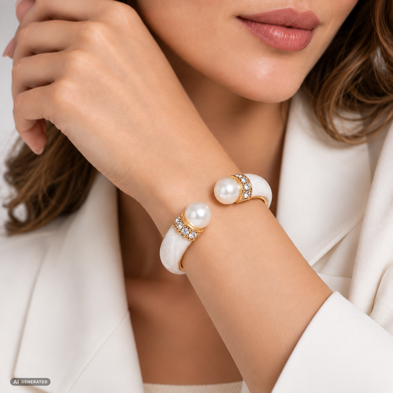 Pulseira de Liga de Ouro com Cristal Emporia® Branco 1 