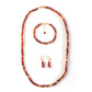 Conjunto de Prata com Banho de Ouro com Ágata Vermelha ( Colar+Brincos+Pulseira )